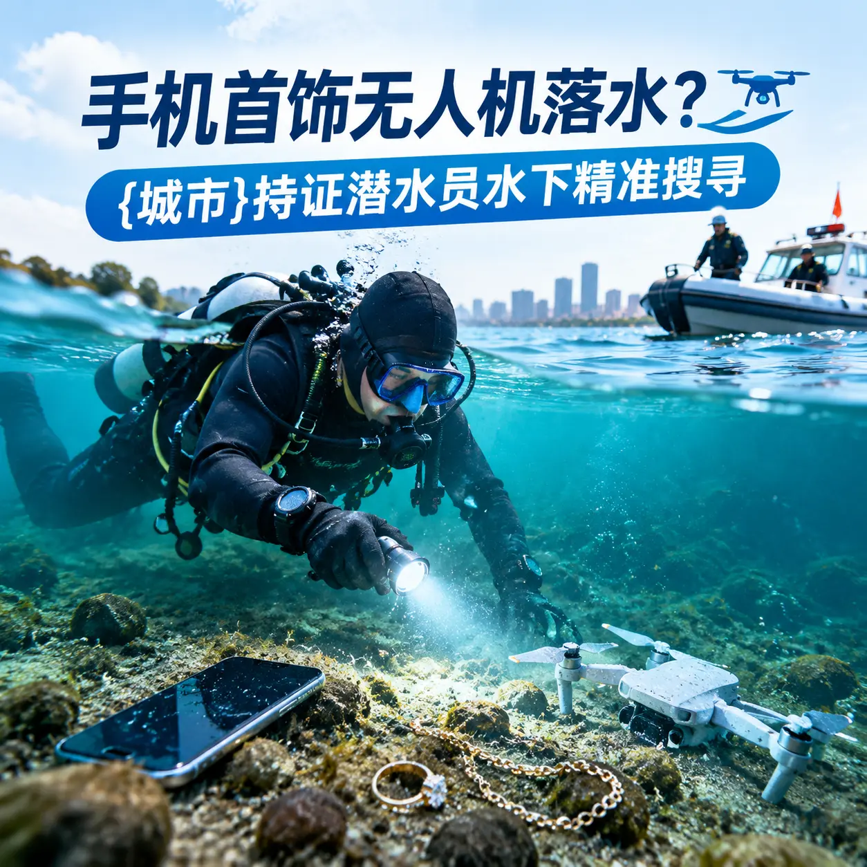 手机首饰无人机落水？蒙自持证潜水员水下精准搜寻